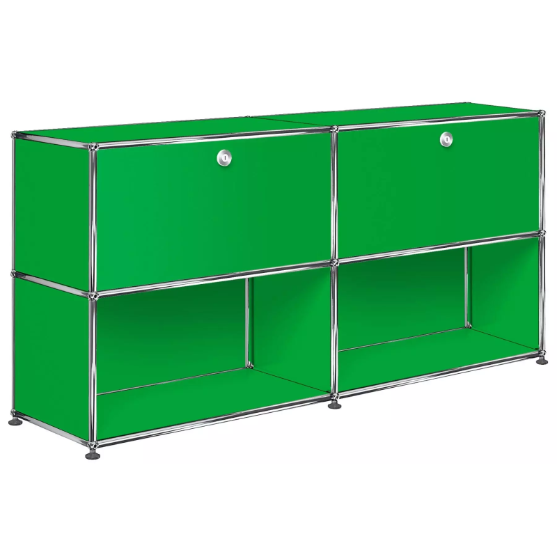 2x2 Modular Metal Sideboard with 2 top doors [W(750+750)XD350XH(350+350)] by Usm #USM Green