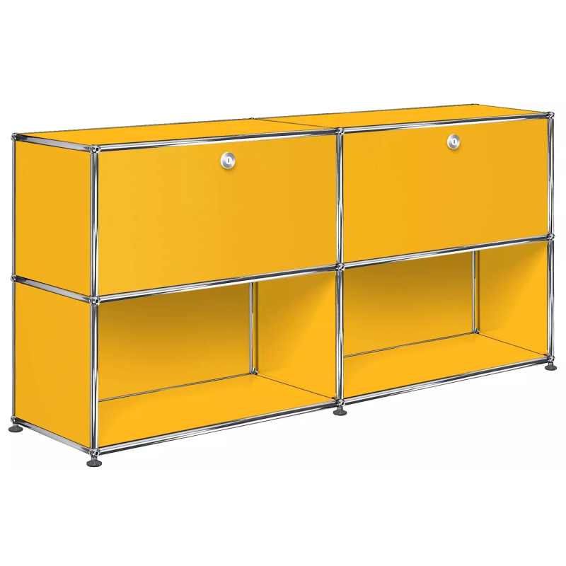 2x2 Modular Metal Sideboard with 2 top doors [W(750+750)XD350XH(350+350)] by Usm #Golden Yellow [RAL 1004]