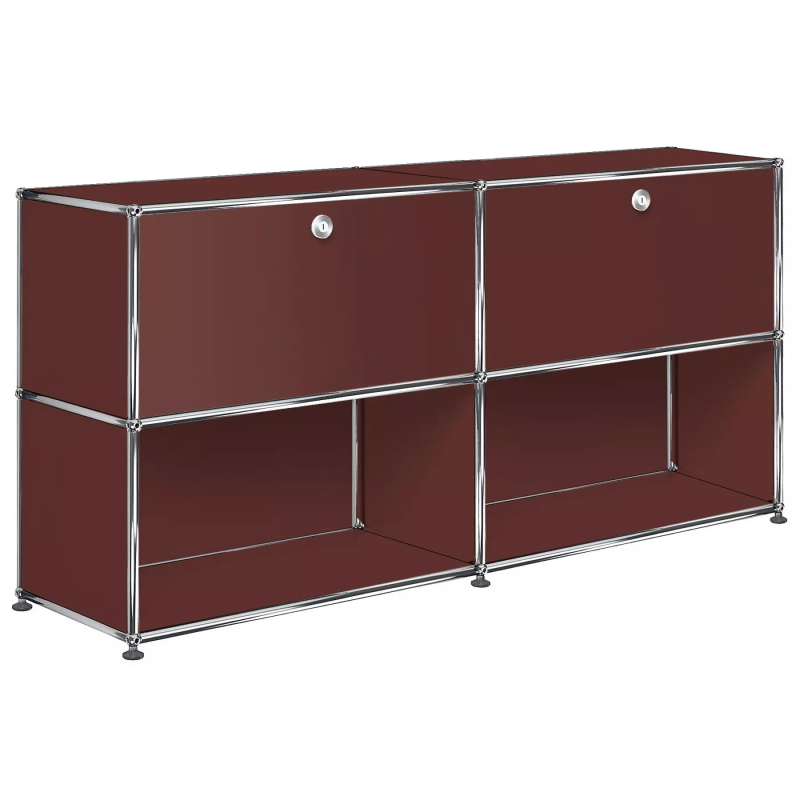 2x2 Modular Metal Sideboard with 2 top doors [W(750+750)XD350XH(350+350)] by Usm #USM Brown