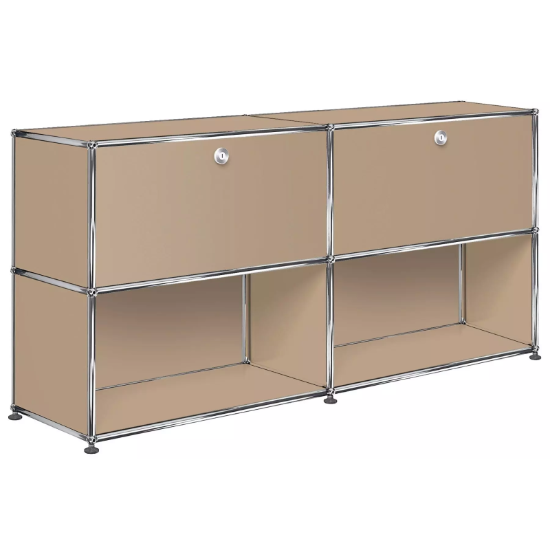 2x2 Modular Metal Sideboard with 2 top doors [W(750+750)XD350XH(350+350)] by Usm #USM Beige