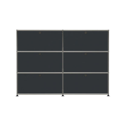 2x3 Modular Metal Sideboard with 6 doors [W(750+750)XD350XH(350+350+350)] by Usm #Anthracite [RAL 7016]