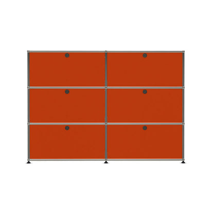 2x3 Modular Metal Sideboard with 6 doors [W(750+750)XD350XH(350+350+350)] by Usm #Pure Orange [RAL 2004]