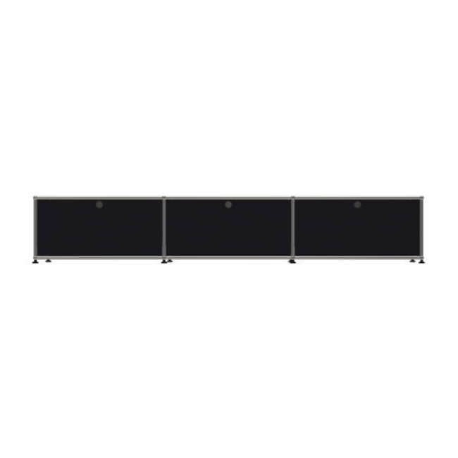 3x1 Modular Metal Sideboard with 3 doors [W(750+750+750)XD350XH350] by Usm #Graphite Black [RAL 9011]