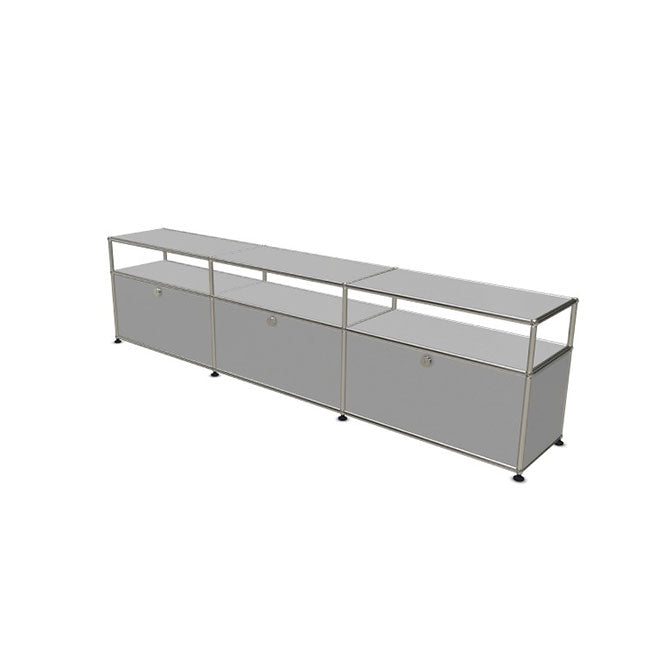 3x2 Modular Metal Sideboard with 3 bottom doors & 1-1-1 pannel [W(750+750+750)XD350XH(350+175)] by Usm #USM Matte Silver