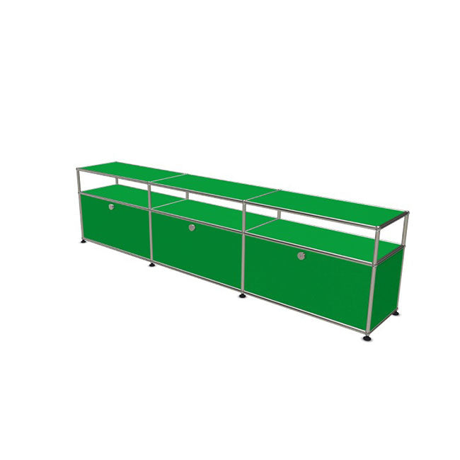 3x2 Modular Metal Sideboard with 3 bottom doors & 1-1-1 pannel [W(750+750+750)XD350XH(350+175)] by Usm #USM Green