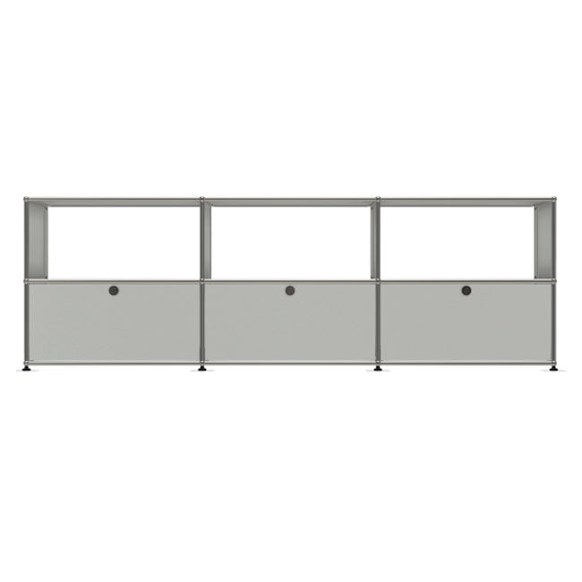 3x2 Modular Metal Sideboard with 3 bottom doors & 3-2-2 pannel [W(750+750+750)XD350XH(350+350)] by Usm #Light Gray [RAL 7035]