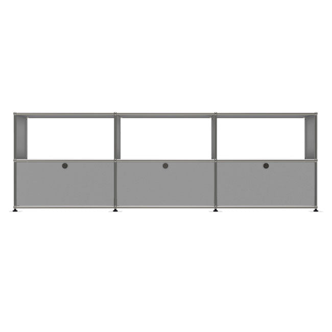 3x2 Modular Metal Sideboard with 3 bottom doors & 3-2-2 pannel [W(750+750+750)XD350XH(350+350)] by Usm #USM Matte Silver