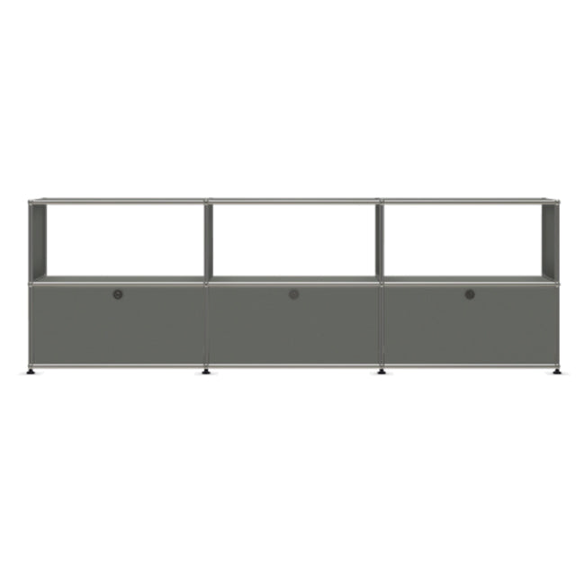 3x2 Modular Metal Sideboard with 3 bottom doors & 3-2-2 pannel [W(750+750+750)XD350XH(350+350)] by Usm #USM Mid-Gray