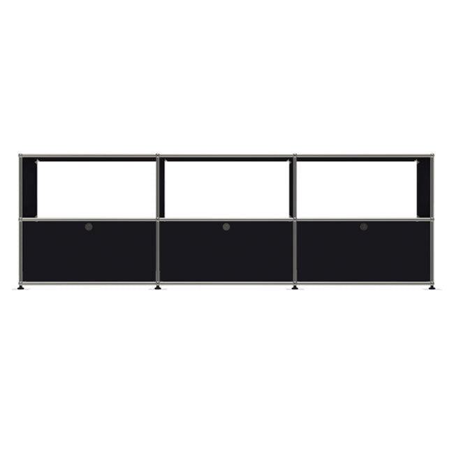 3x2 Modular Metal Sideboard with 3 bottom doors & 3-2-2 pannel [W(750+750+750)XD350XH(350+350)] by Usm #Graphite Black [RAL 9011]