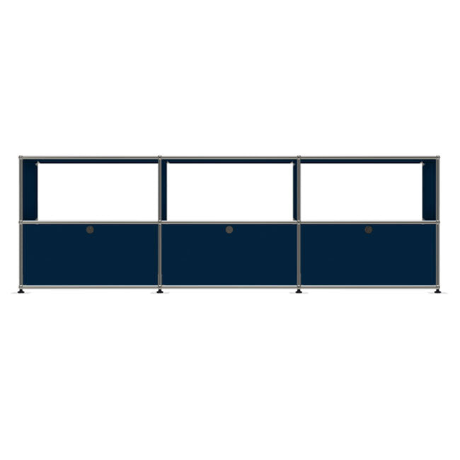 3x2 Modular Metal Sideboard with 3 bottom doors & 3-2-2 pannel [W(750+750+750)XD350XH(350+350)] by Usm #Steel Blue [RAL 5011]