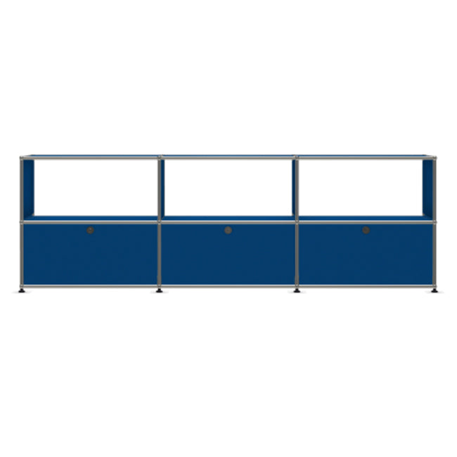 3x2 Modular Metal Sideboard with 3 bottom doors & 3-2-2 pannel [W(750+750+750)XD350XH(350+350)] by Usm #Gentian Blue [RAL 5010]