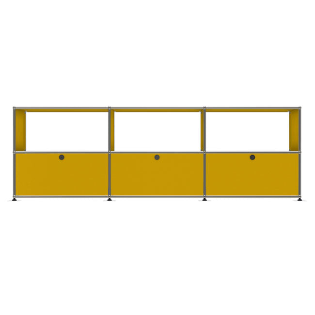 3x2 Modular Metal Sideboard with 3 bottom doors & 3-2-2 pannel [W(750+750+750)XD350XH(350+350)] by Usm #Golden Yellow [RAL 1004]