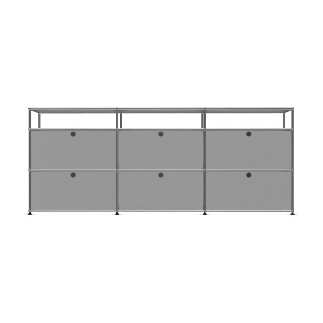 3x3 Modular Metal Sideboard with 6 bottom doors & 1-1-1 pannel [W(750+750+750)XD350XH(350+350+175)] by Usm #USM Matte Silver