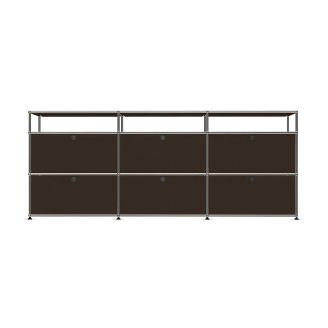 3x3 Modular Metal Sideboard with 6 bottom doors & 1-1-1 pannel [W(750+750+750)XD350XH(350+350+175)] by Usm #USM Brown