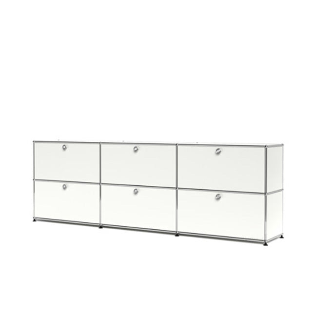 3x2 Modular Metal Sideboard with 6 doors [W(750+750+750)XD350XH(350+350)] by Usm #Pure White [RAL 9010]