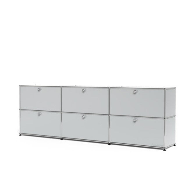 3x2 Modular Metal Sideboard with 6 doors [W(750+750+750)XD350XH(350+350)] by Usm #Light Gray [RAL 7035]