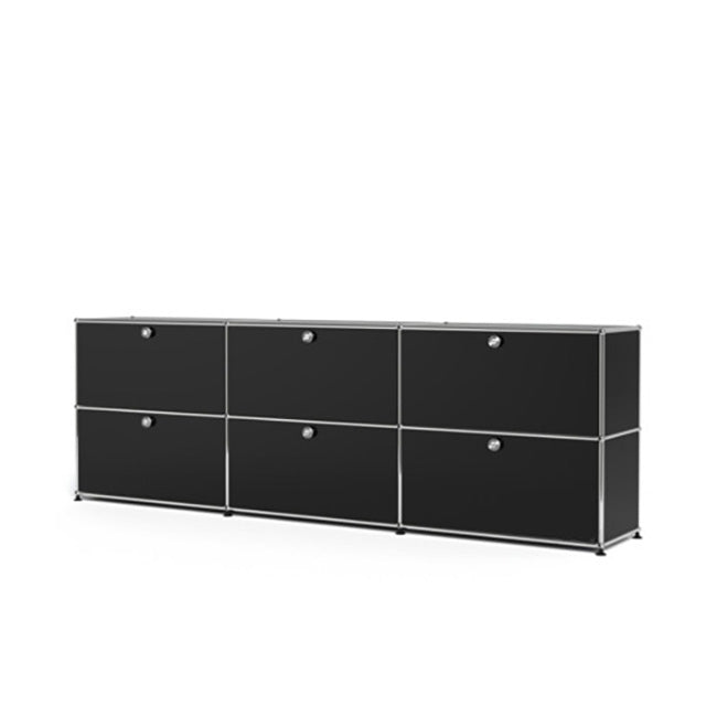 3x2 Modular Metal Sideboard with 6 doors [W(750+750+750)XD350XH(350+350)] by Usm #Graphite Black [RAL 9011]