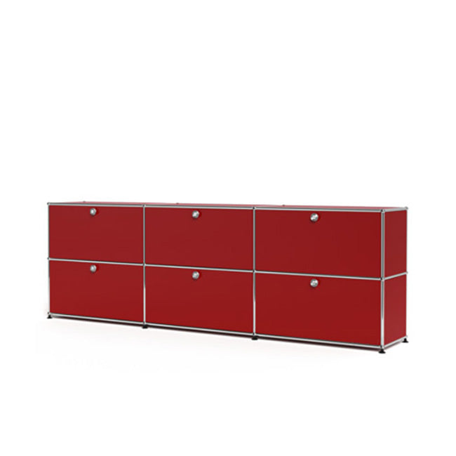 3x2 Modular Metal Sideboard with 6 doors [W(750+750+750)XD350XH(350+350)] by Usm #USM Ruby Red