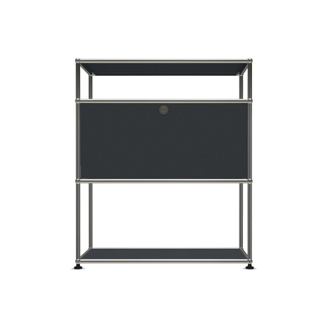 1x3 Modular Metal Highboard with 1 middle door & 1-1 pannel [W750XD350XH(350+350+175)] by Usm #Anthracite [RAL 7016]