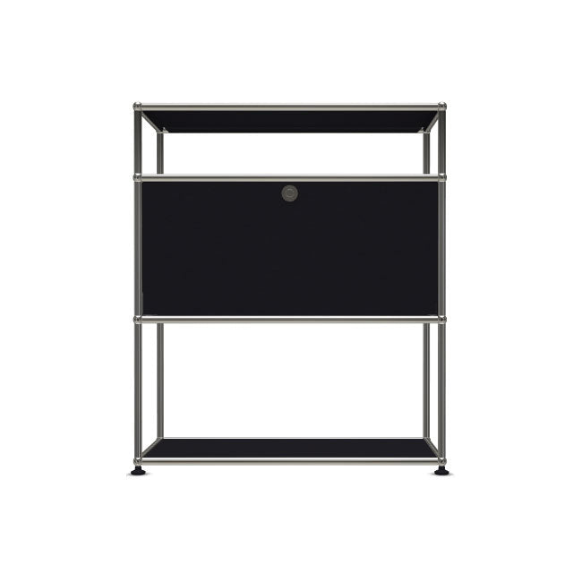 1x3 Modular Metal Highboard with 1 middle door & 1-1 pannel [W750XD350XH(350+350+175)] by Usm #Graphite Black [RAL 9011]