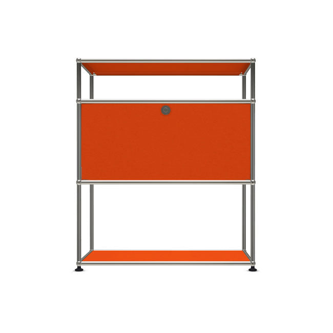 1x3 Modular Metal Highboard with 1 middle door & 1-1 pannel [W750XD350XH(350+350+175)] by Usm #Pure Orange [RAL 2004]