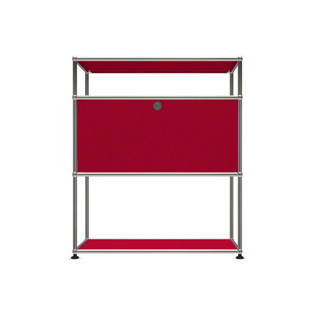 1x3 Modular Metal Highboard with 1 middle door & 1-1 pannel [W750XD350XH(350+350+175)] by Usm #USM Ruby Red