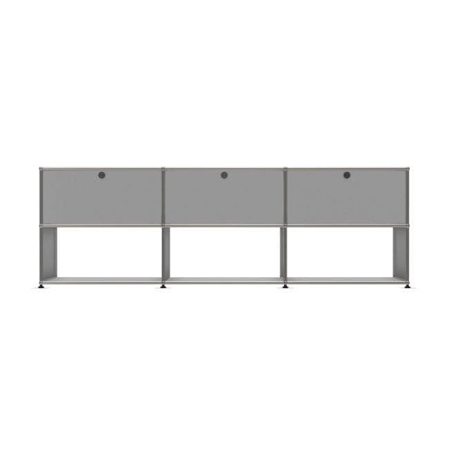 3x2 Modular Metal Sideboard with 3 top doors & 3-2-2 Pannels [W(750+750+750)XD350XH(350+350)] by Usm #USM Matte Silver