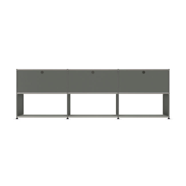 3x2 Modular Metal Sideboard with 3 top doors & 3-2-2 Pannels [W(750+750+750)XD350XH(350+350)] by Usm #USM Mid-Gray