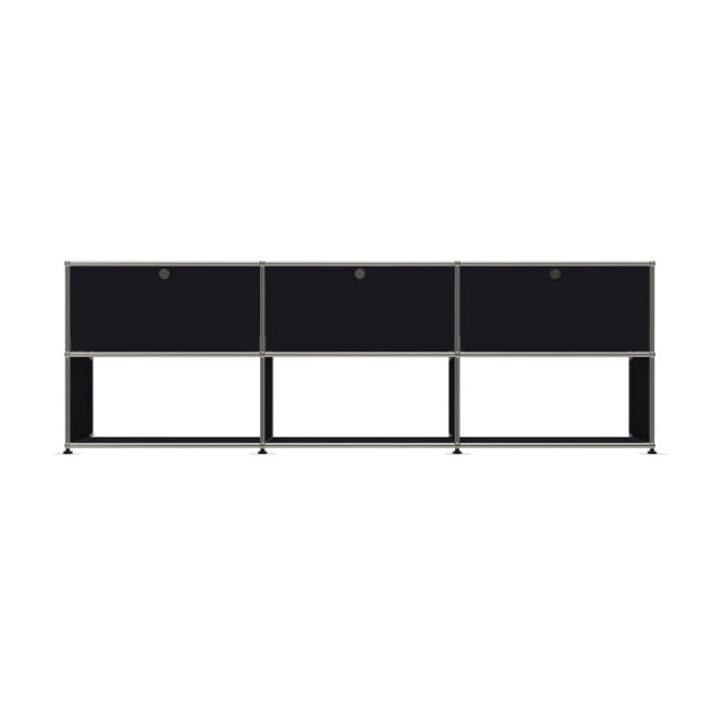 3x2 Modular Metal Sideboard with 3 top doors & 3-2-2 Pannels [W(750+750+750)XD350XH(350+350)] by Usm #Graphite Black [RAL 9011]