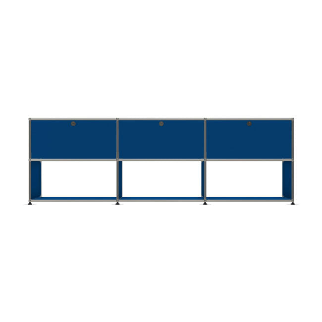 3x2 Modular Metal Sideboard with 3 top doors & 3-2-2 Pannels [W(750+750+750)XD350XH(350+350)] by Usm #Gentian Blue [RAL 5010]