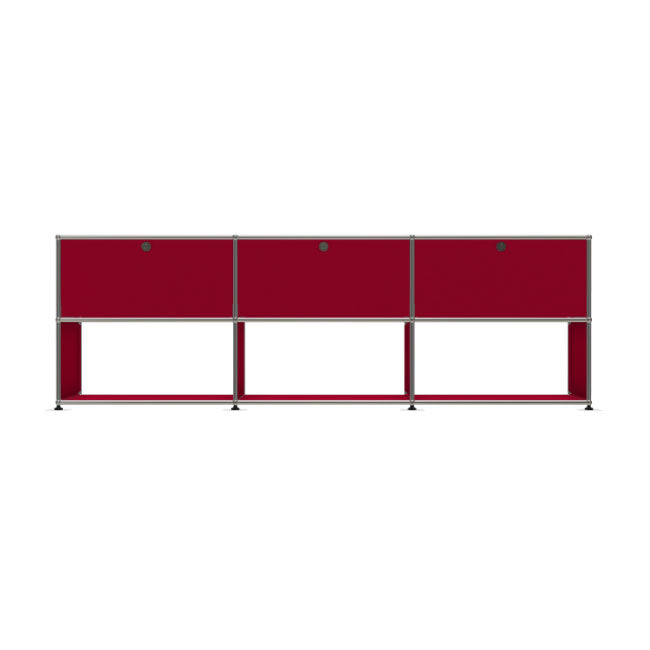 3x2 Modular Metal Sideboard with 3 top doors & 3-2-2 Pannels [W(750+750+750)XD350XH(350+350)] by Usm #USM Ruby Red