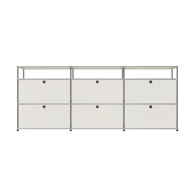 3x3 Modular Metal Sideboard with 6 bottom doors & 1-1-1 pannel [W(750+750+750)XD350XH(350+350+175)] by Usm #Pure White [RAL 9010]