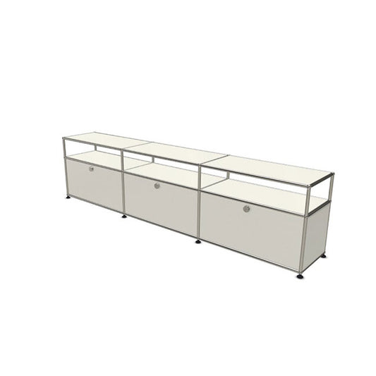 3x2 Modular Metal Sideboard with 3 bottom doors & 1-1-1 pannel [W(750+750+750)XD350XH(350+175)] by Usm #Pure White [RAL 9010]