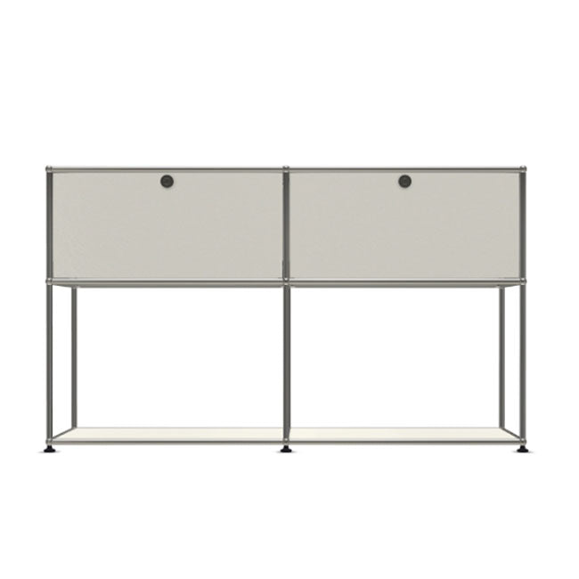 2x2 Modular Metal Sideboard with 2 top doors & 1-1 pannel [W(750+750)XD350XH(500+350)] by Usm #Pure White [RAL 9010]