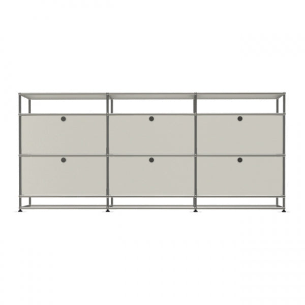 3x4 Modular Metal Sideboard with 6 middle doors & 0-0-0-1-1-1 pannel [W(750+750+750)XD350XH(100+350+350+175)] by Usm #Pure White [RAL 9010]