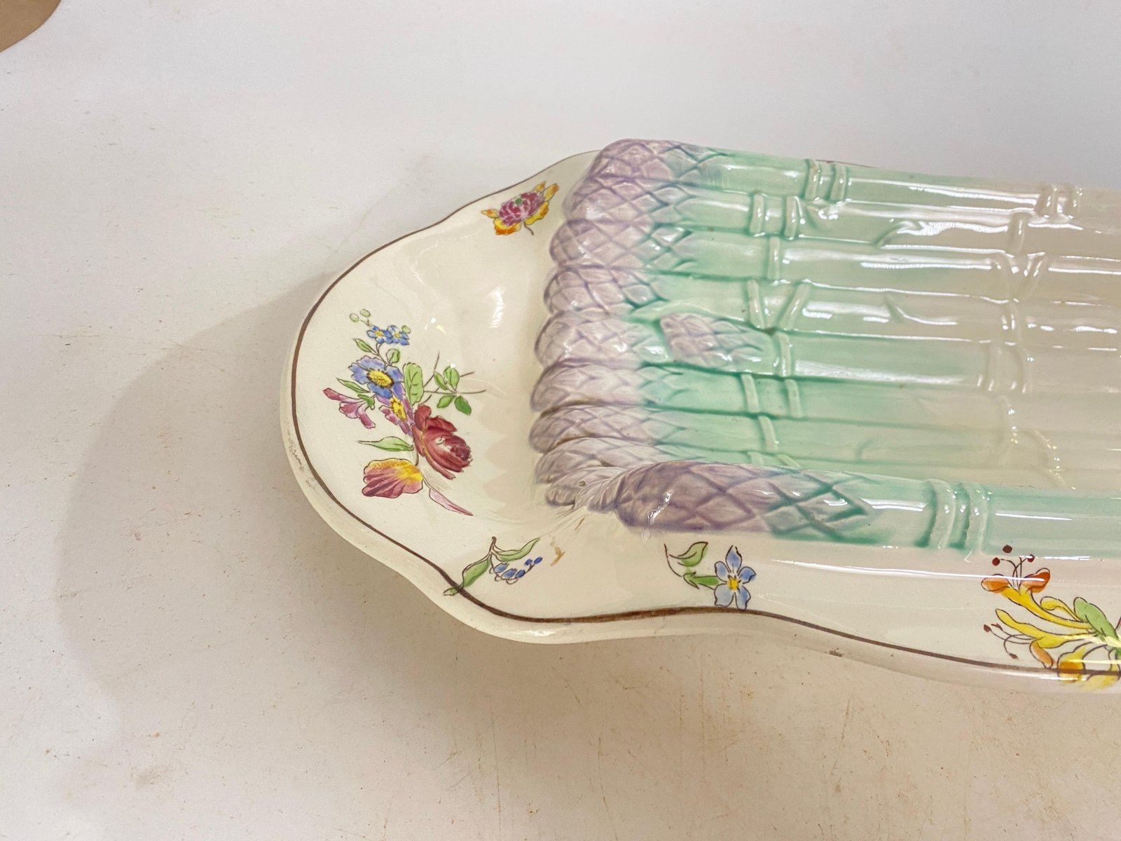 Majolica Asparagus Server, 1930s