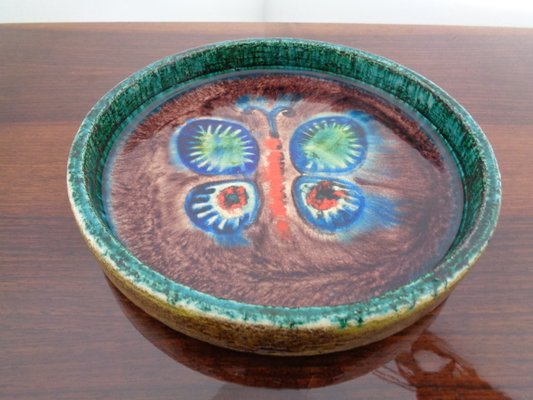 Majolica Butterfly Ceramic Bowl, 1960s