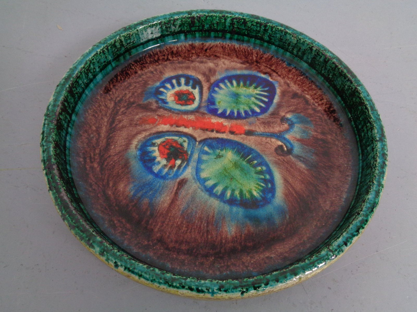 Majolica Butterfly Ceramic Bowl, 1960s