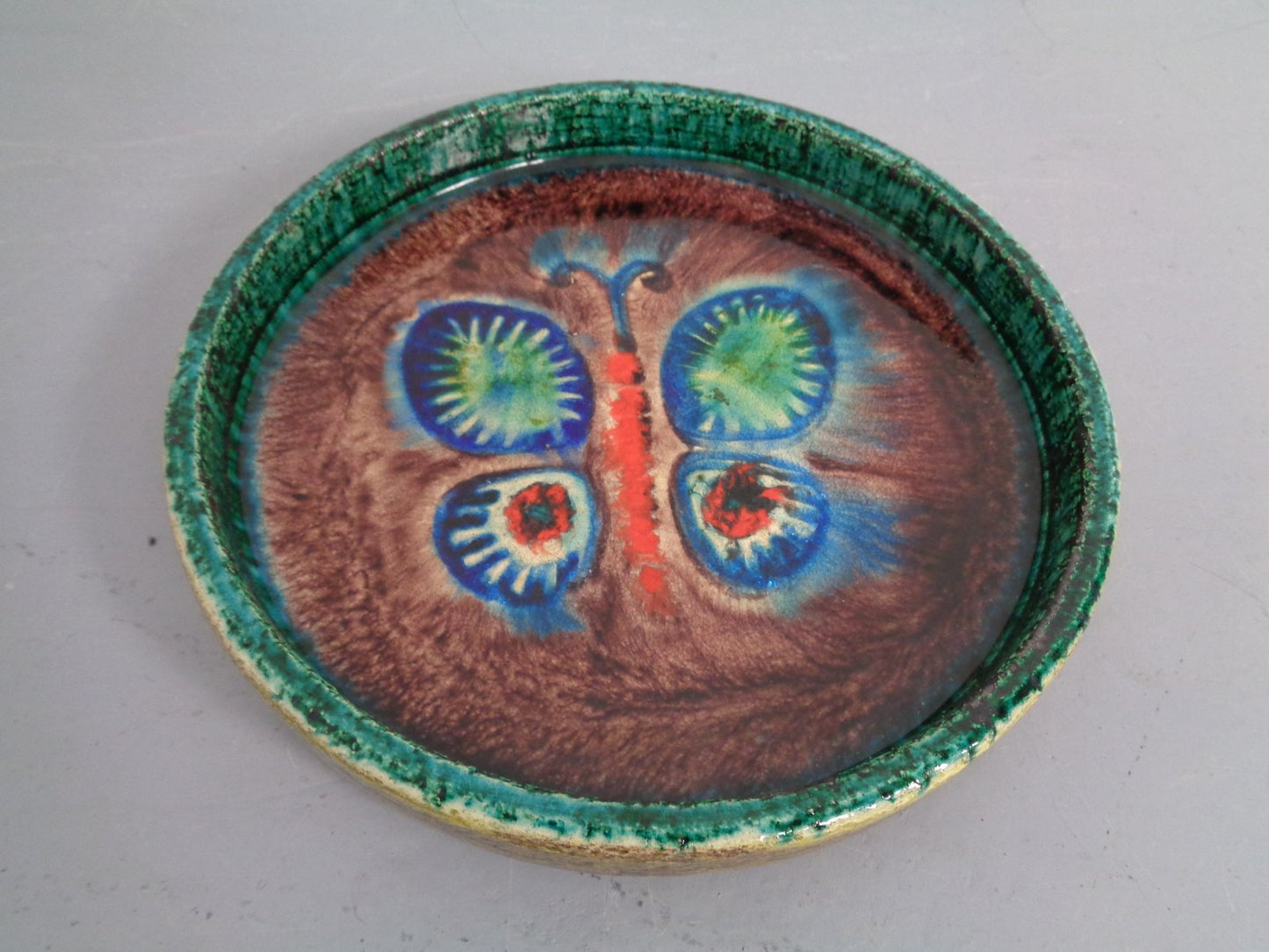 Majolica Butterfly Ceramic Bowl, 1960s