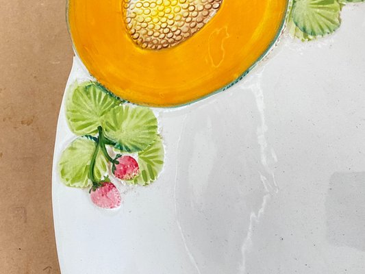 Majolica Ceramic Enameled Platter with Fruit Decor Pattern, Italy, 1970s-UR-1361448