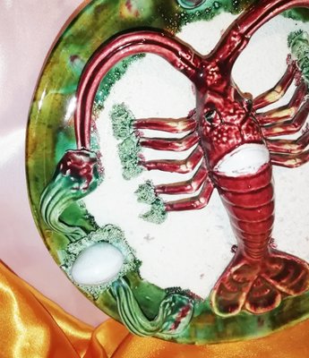 Majolica Decorative Plates with Crab and Lobster, 1940s, Set of 2-ODB-881112