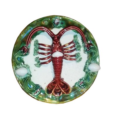 Majolica Decorative Plates with Crab and Lobster, 1940s, Set of 2-ODB-881112