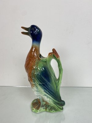 Majolica Duck Shaped Pitcher, St. Clement France-WZZ-971115