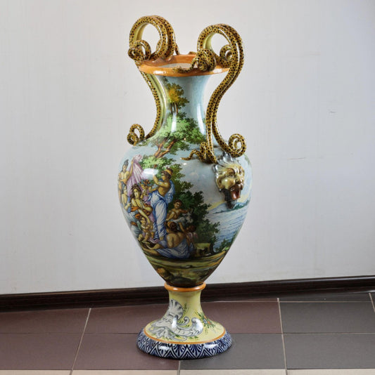 Majolica Floor Vase with Snakes