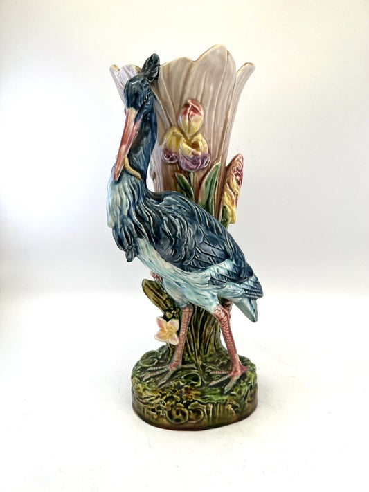 Majolica Heron Stick Stand, 1890s