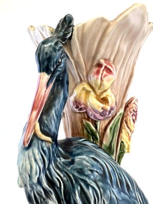 Majolica Heron Stick Stand, 1890s-EUT-1793866