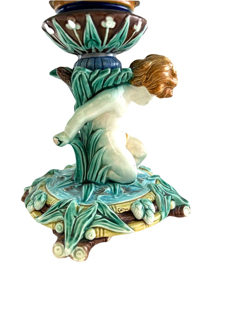 Majolica Wedgwood Decor of Putti, Set of 2