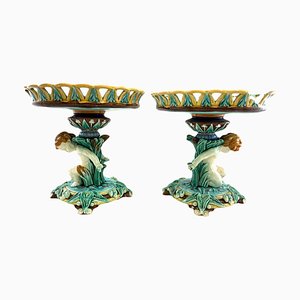 Majolica Wedgwood Decor of Putti, Set of 2-EUT-1766167