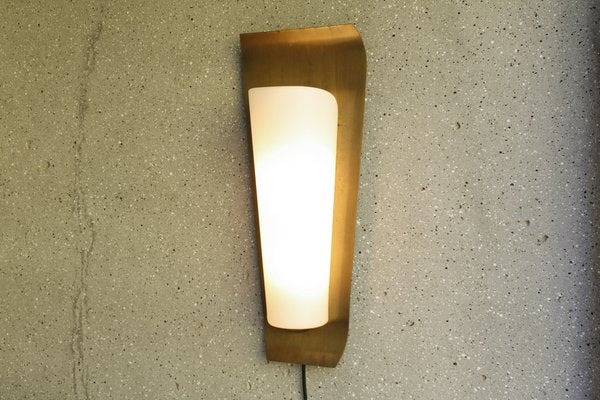 Majora Opal Glass on Brass Wall Lamp by Wilhelm Wagenfeld for Wagenfeld-DUM-1297570