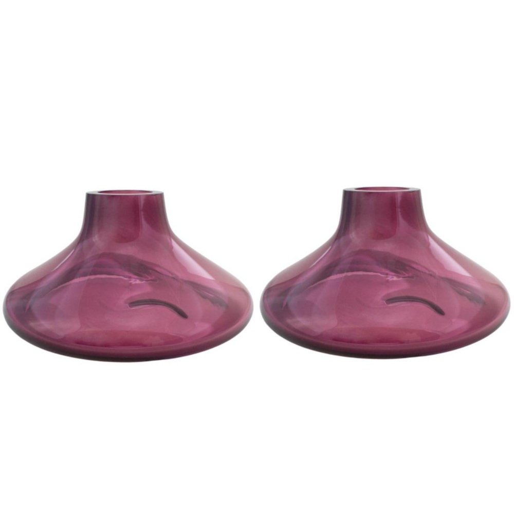 Makemake Purple Iridescent L Vase + Bowl by Eloa, Set of 2